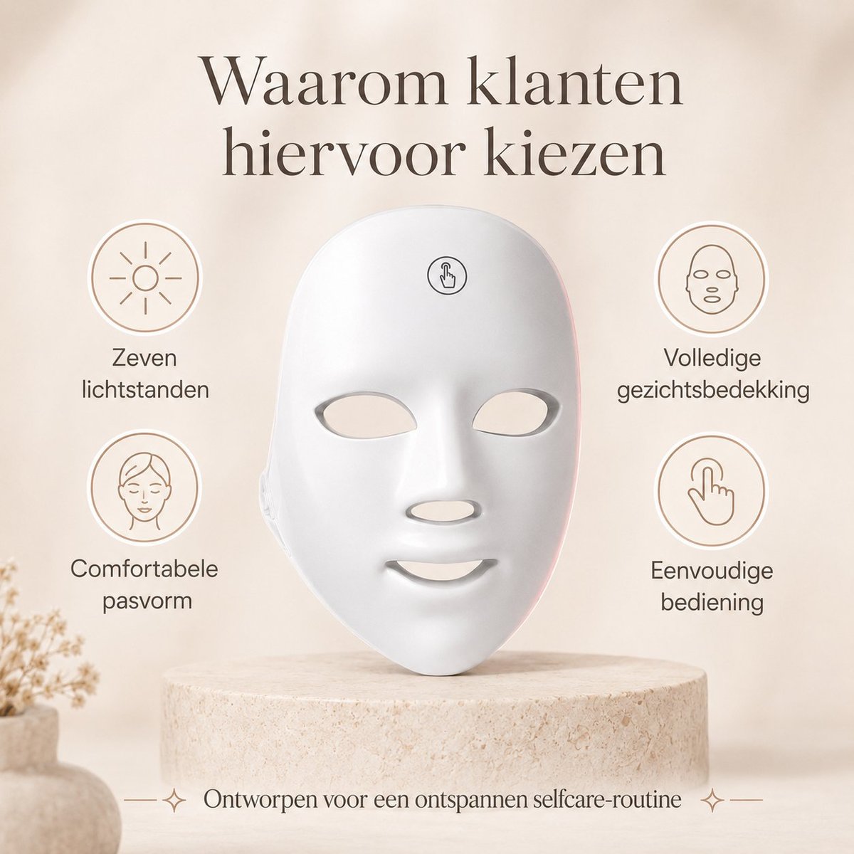 LED lichttherapie masker wit - zeven lichtstanden