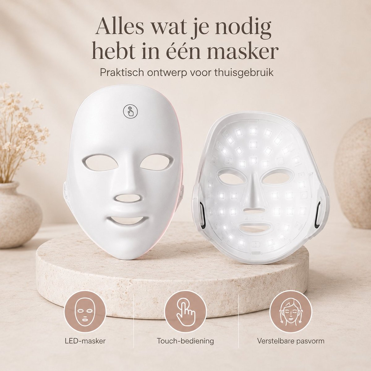 LED lichttherapie masker wit - zeven lichtstanden